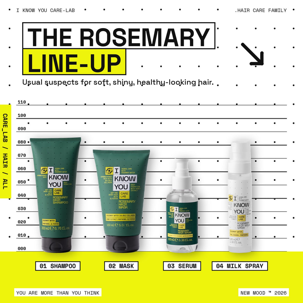 La línea de romero: champú, mascarilla, sérum y leche capilar en spray